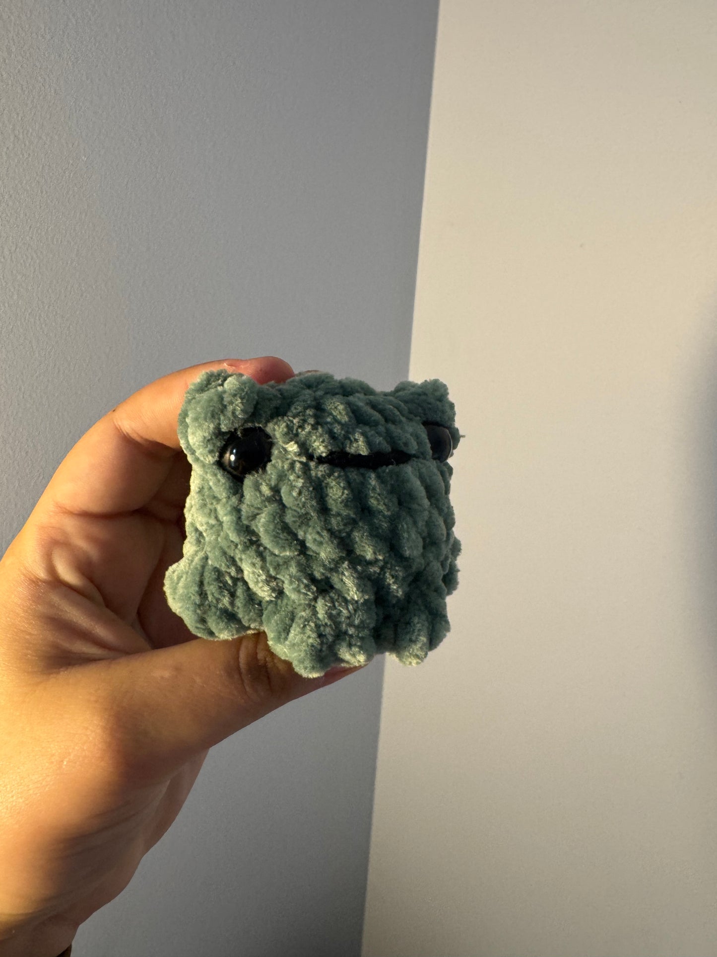 Small Crochet Pocket Frog Amigurumi Plushie Toy
