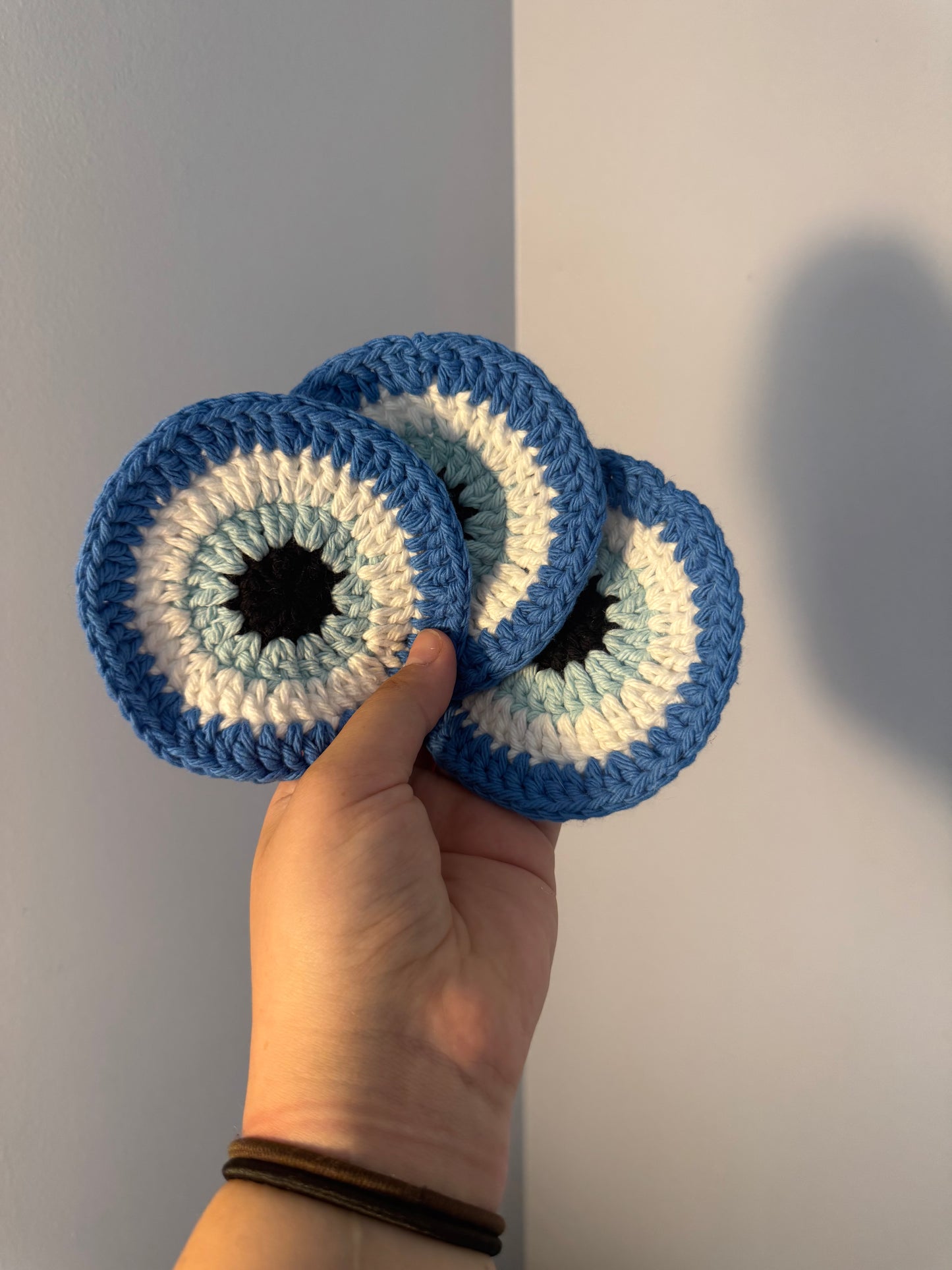 Single Cotton Crochet Evil Eye Home Decor Coaster